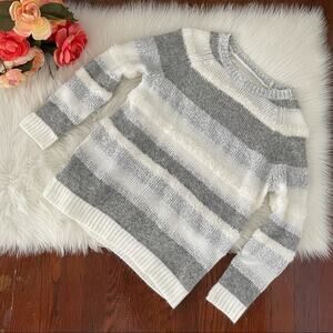 Lou & Grey Fuzzy Stripe Sweater White